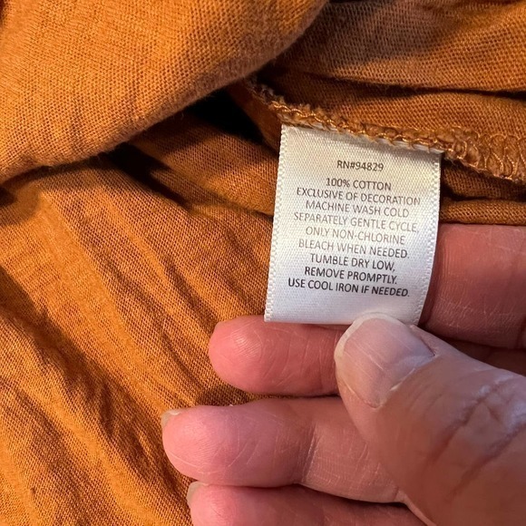 Derek Heart Womens‎ Small Peasant Top Orange Crochet V Neck Long Sleeve Blouse - Picture 5 of 9